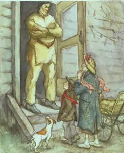 A tall man stands in a doorway.